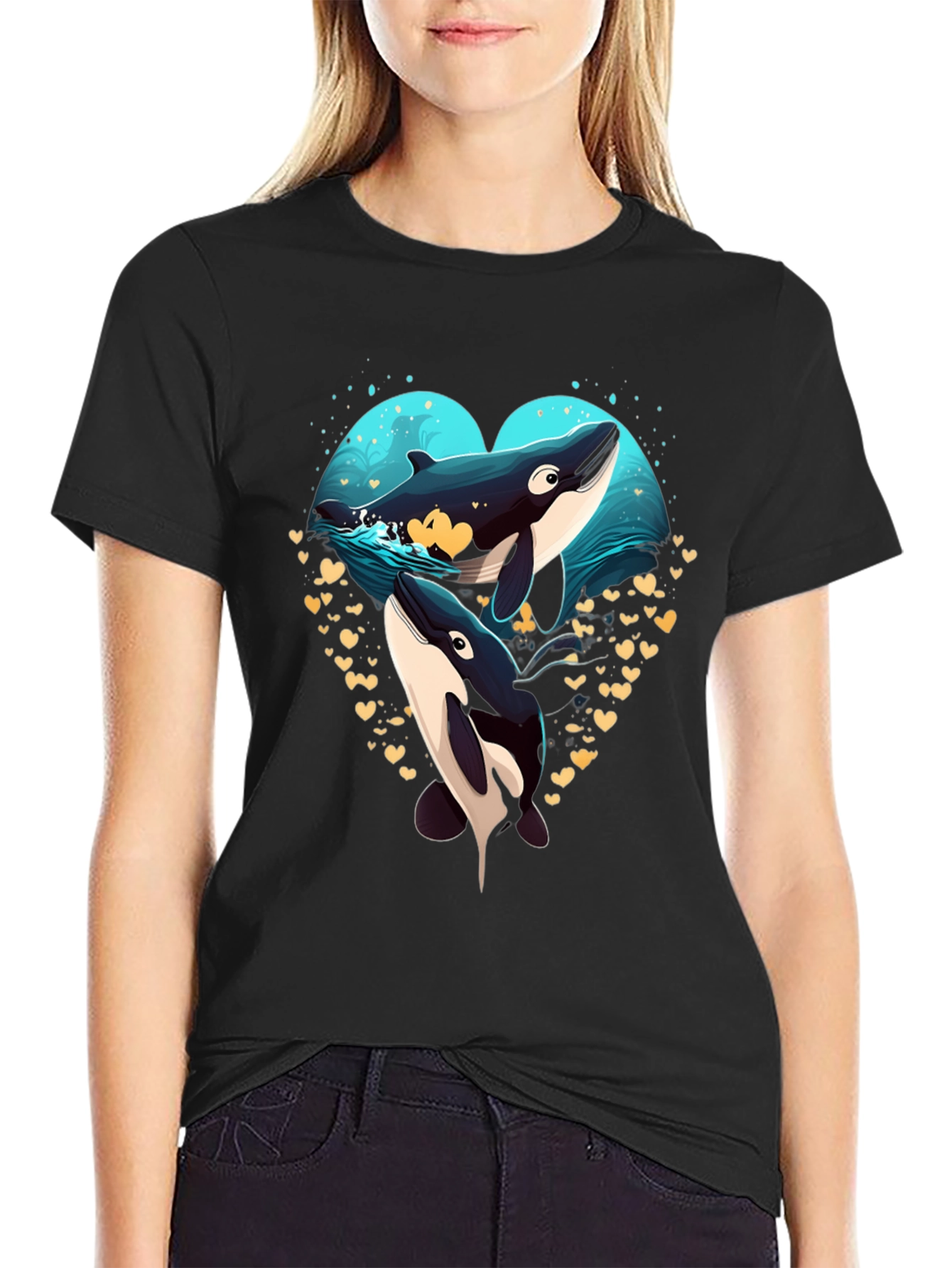 Orca Love Heart T-Shirt - Ocean Wildlife Tee