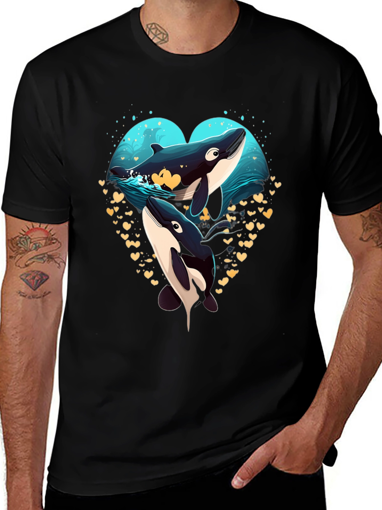 Orca Love Heart T-Shirt - Ocean Wildlife Tee