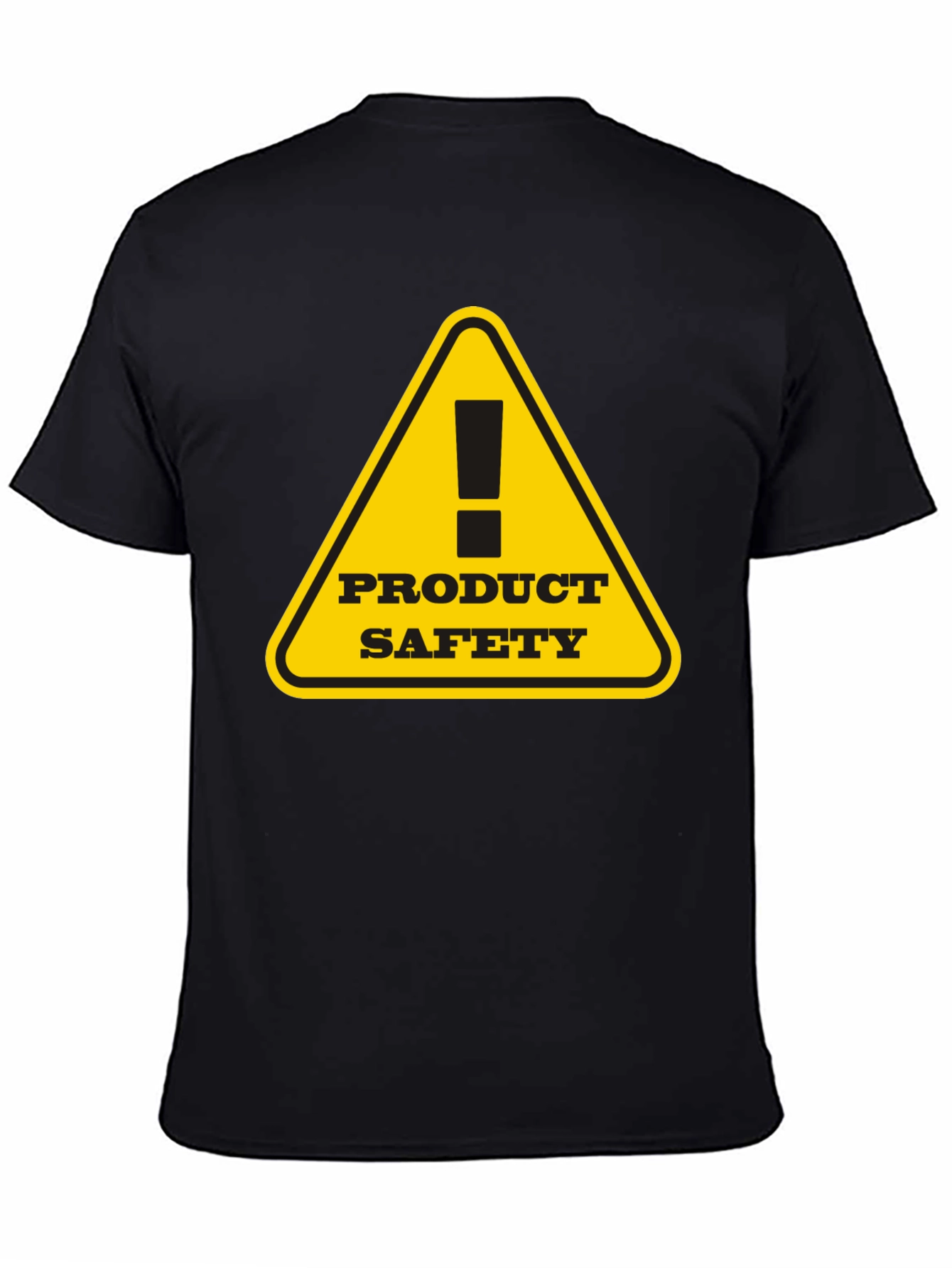 Product Safety Warning Graphic Tee - Black Cotton T-Shirt