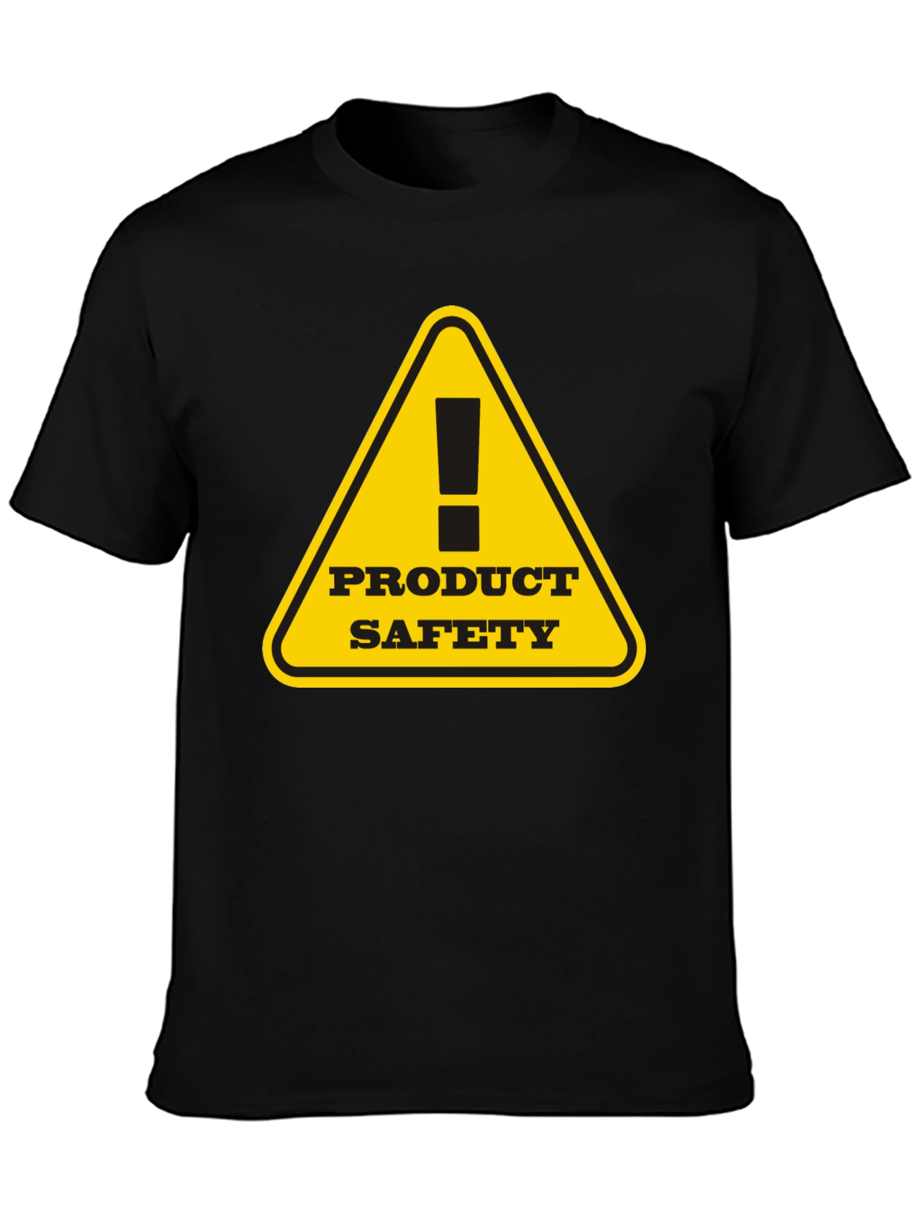 Product Safety Warning Graphic Tee - Black Cotton T-Shirt