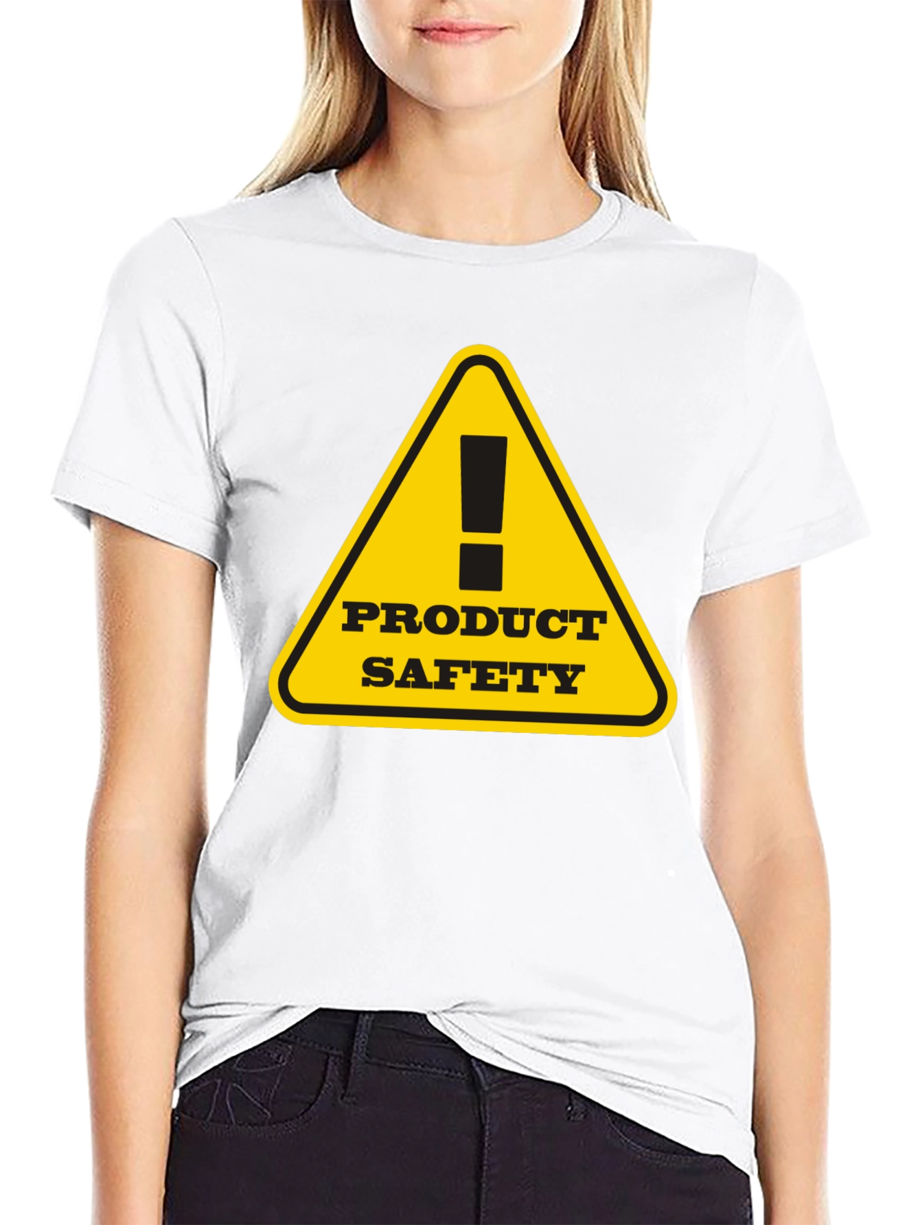 Product Safety Warning Graphic Tee - Black Cotton T-Shirt