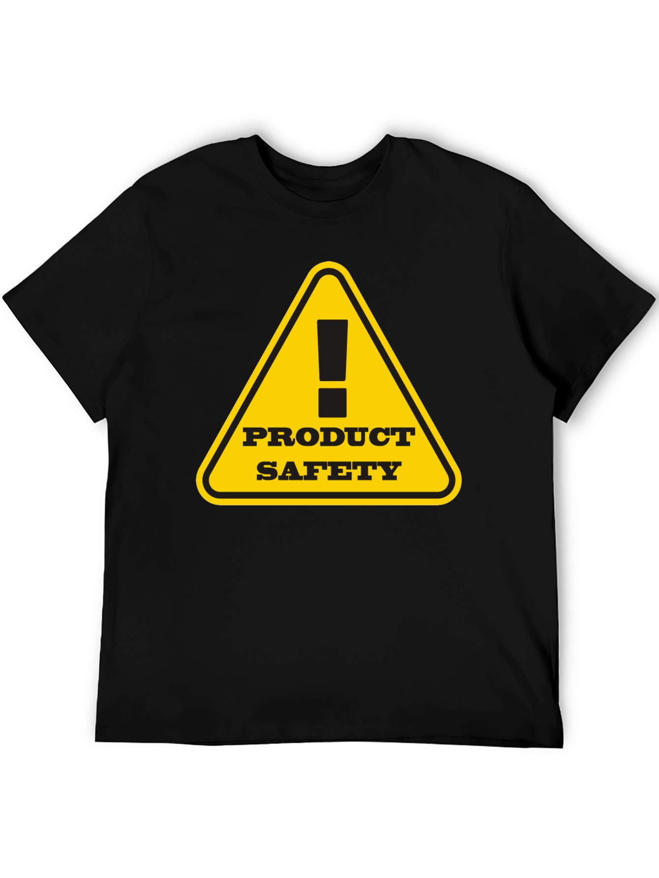 Product Safety Warning Graphic Tee - Black Cotton T-Shirt