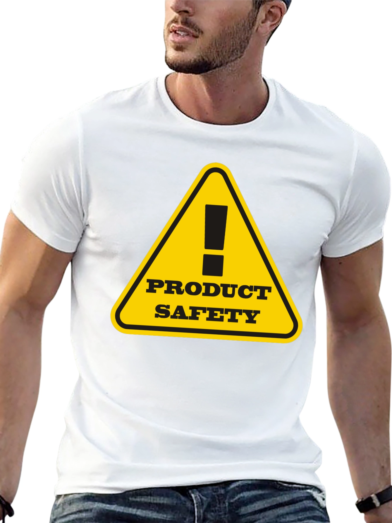 Product Safety Warning Graphic Tee - Black Cotton T-Shirt