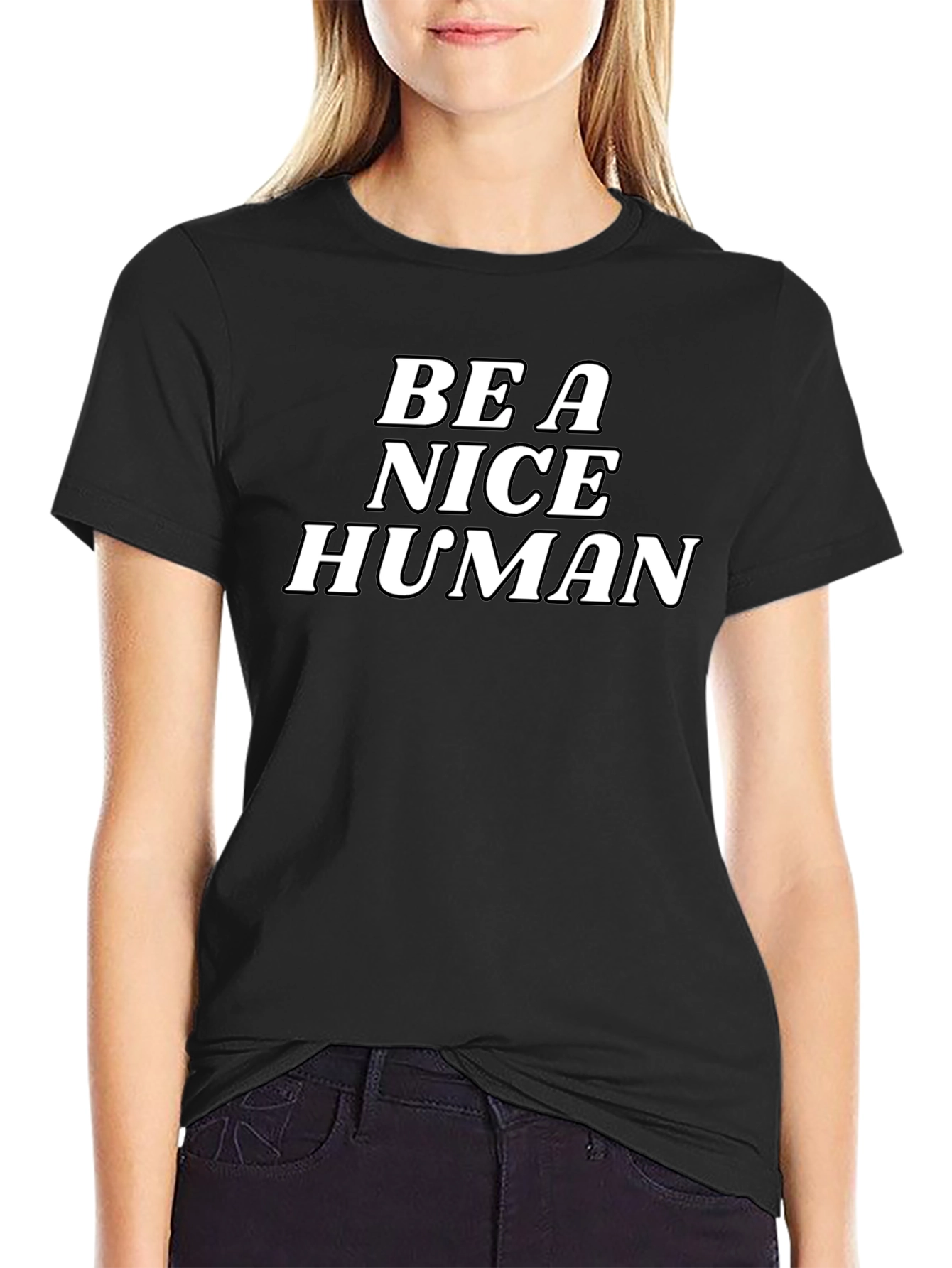 Be a Nice Human Graphic Tee - Black