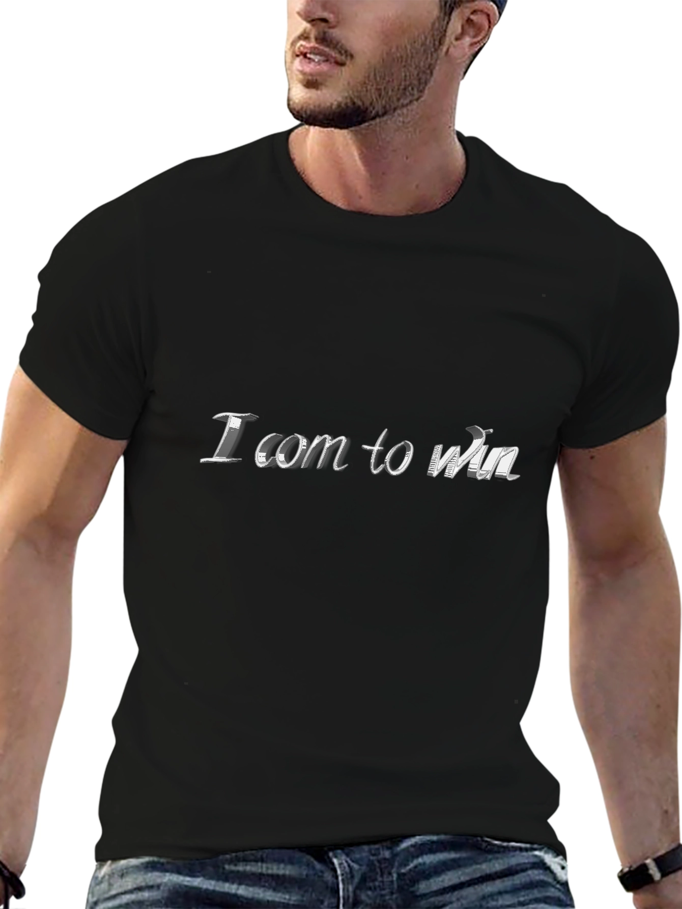 I Com To Win Black Graphic Tee
