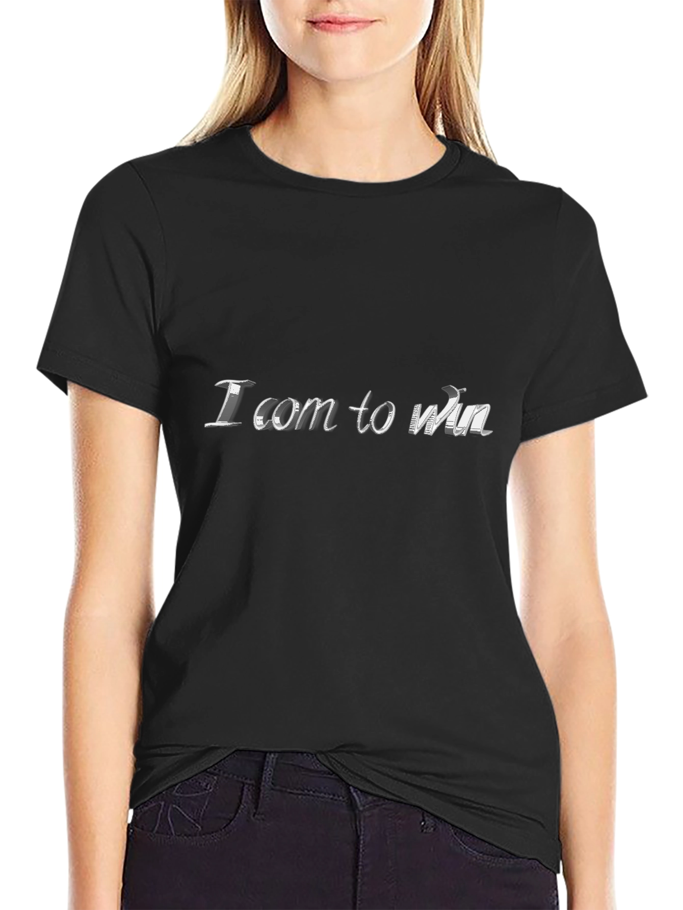 I Com To Win Black Graphic Tee