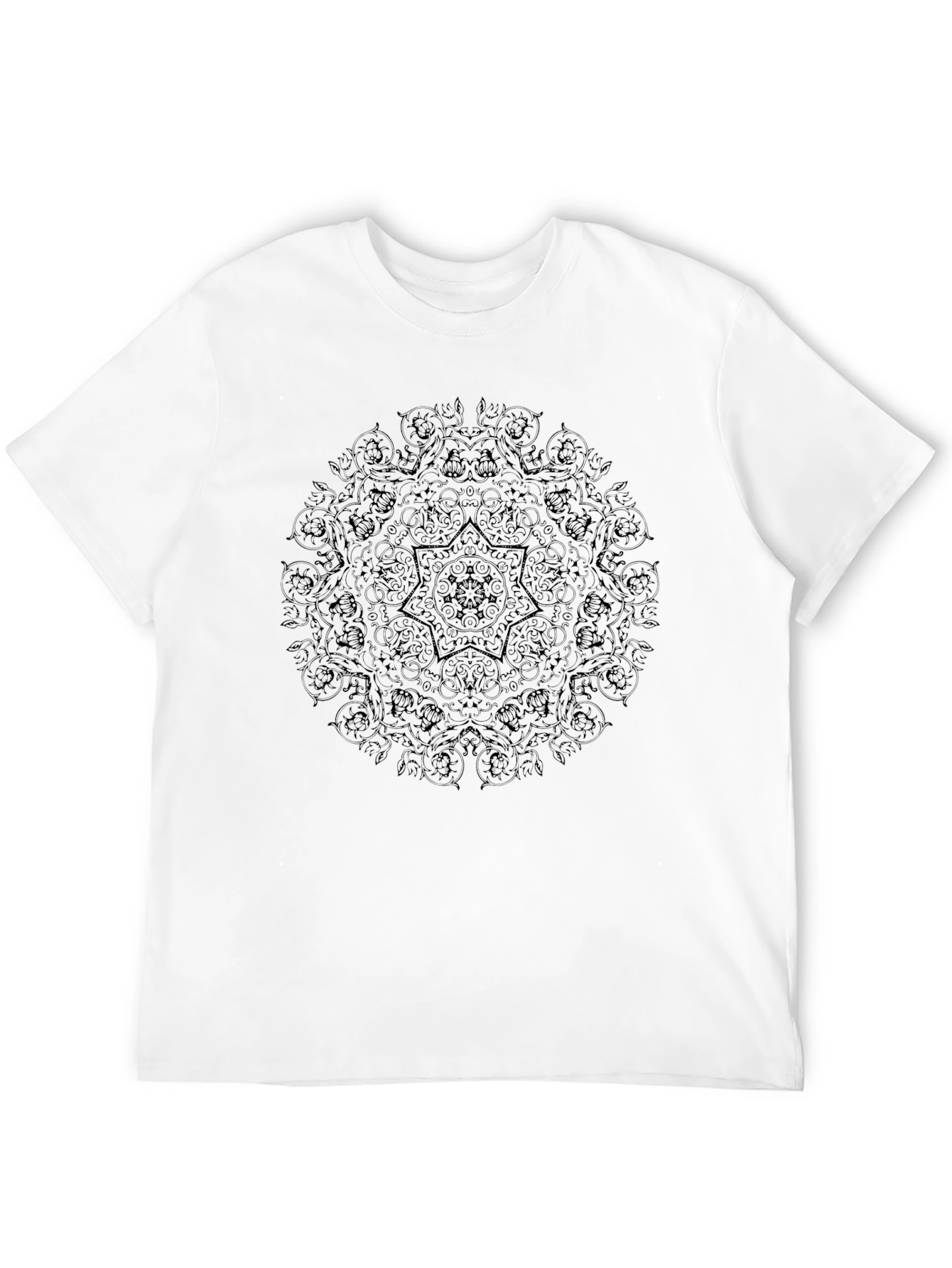 Mandala Print Black Tee | Stylish Casual Wear