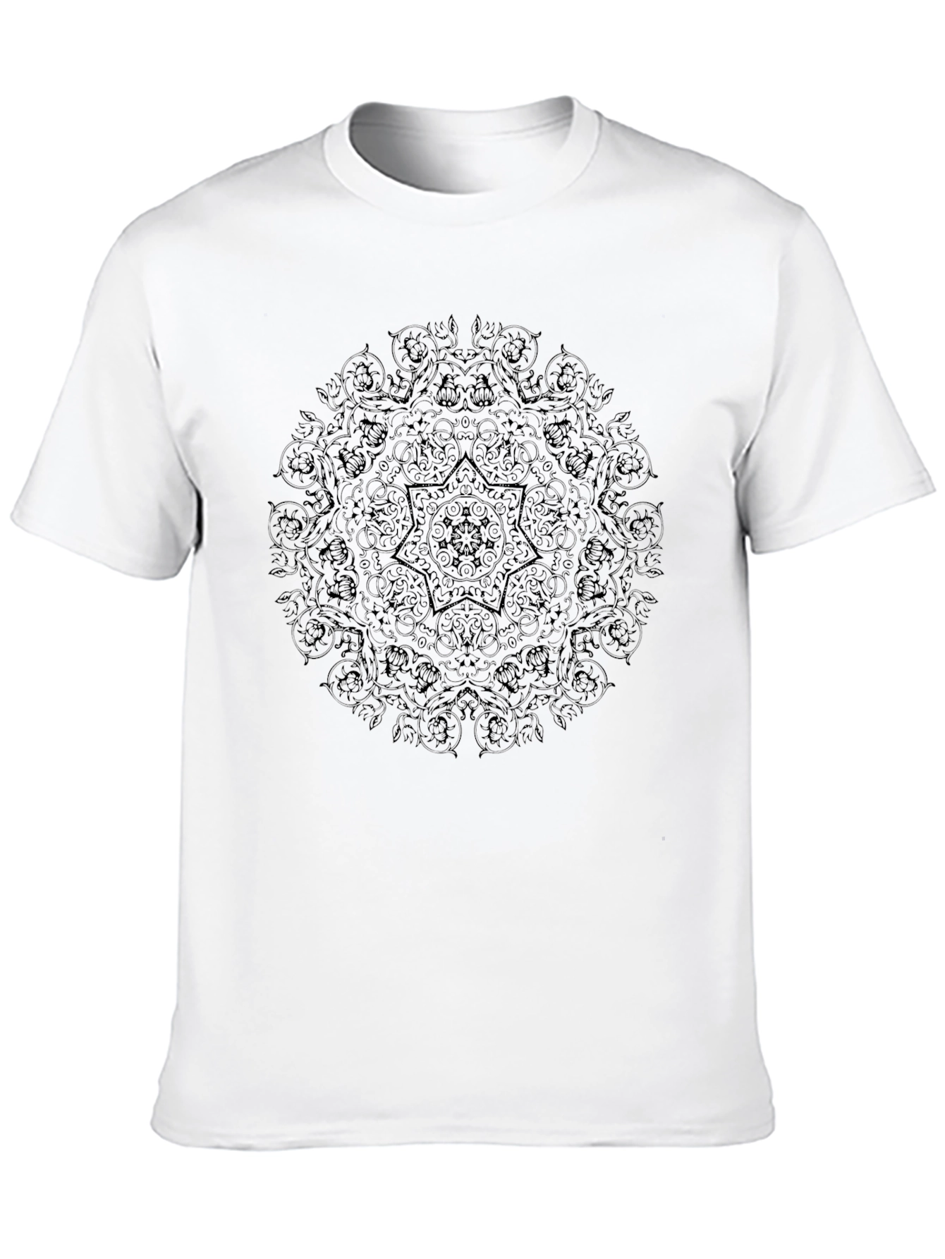 Mandala Print Black Tee | Stylish Casual Wear