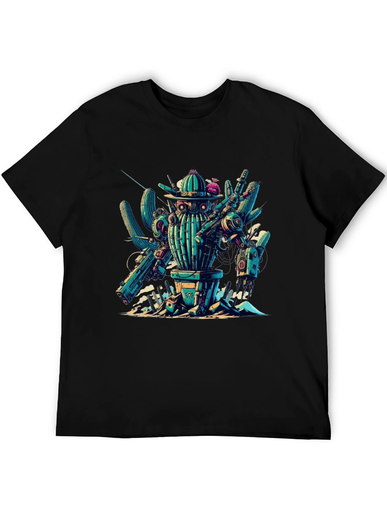 Cactus Robot Graphic Tee - Unique Design