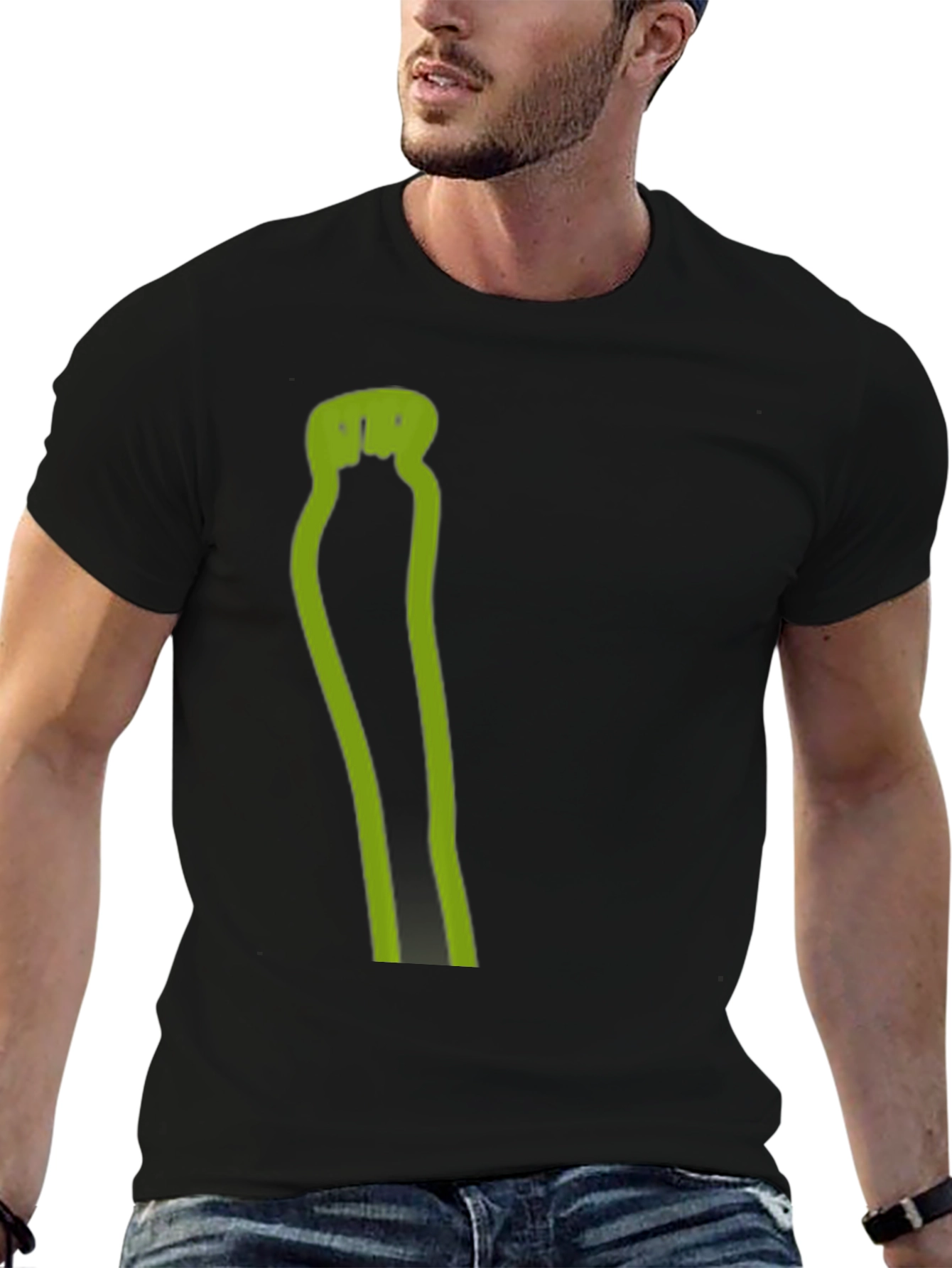 Mens Black T-Shirt with Green Graphic