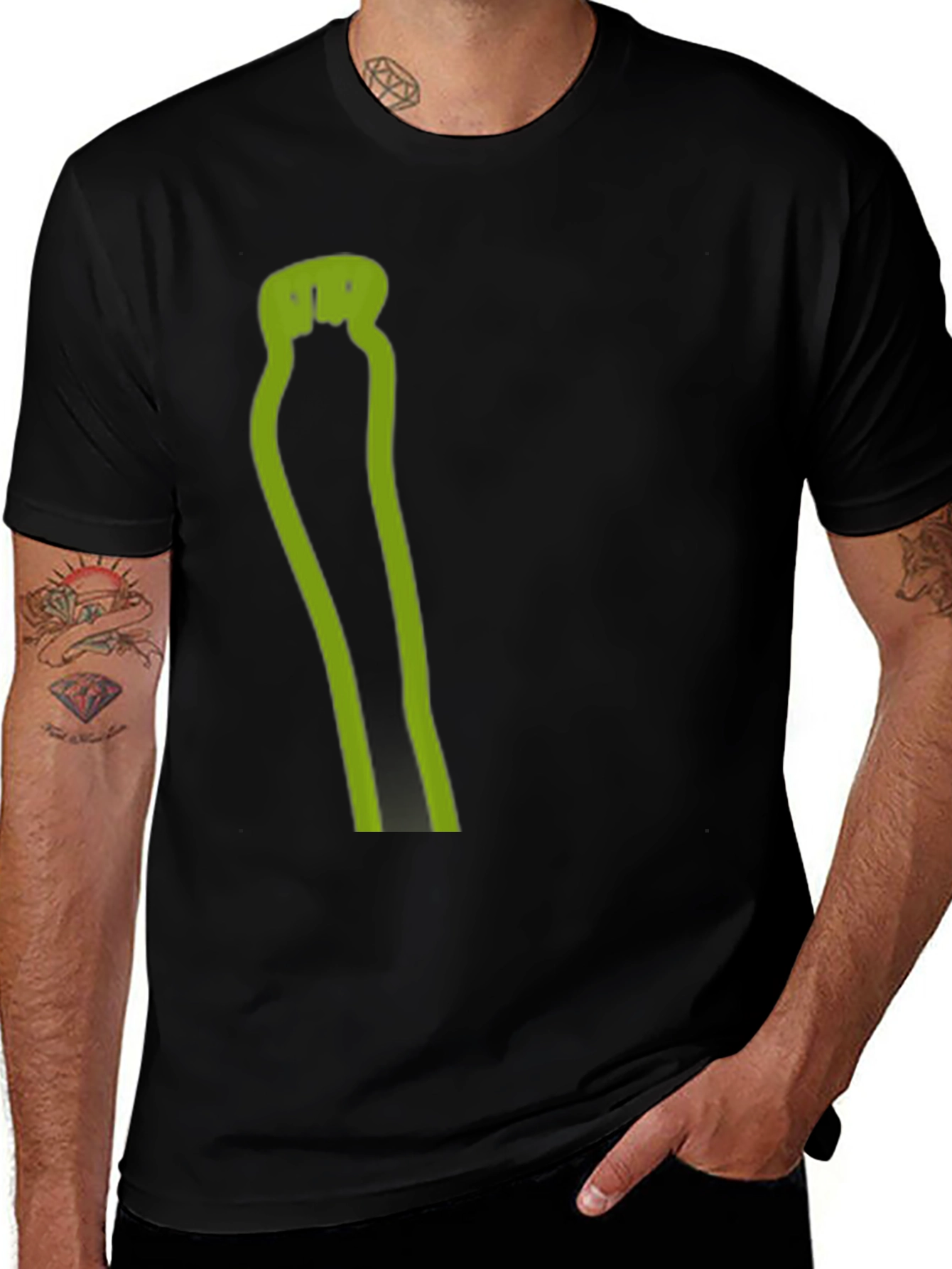 Mens Black T-Shirt with Green Graphic