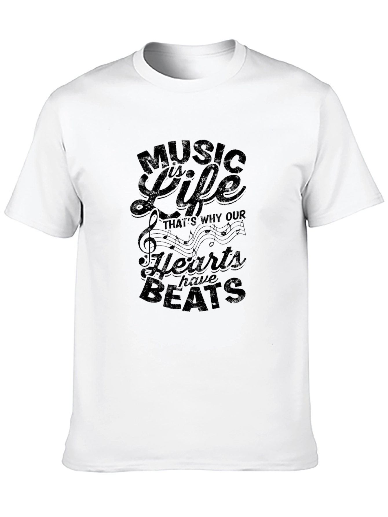 Music is Life Mens Graphic T-Shirt - Black