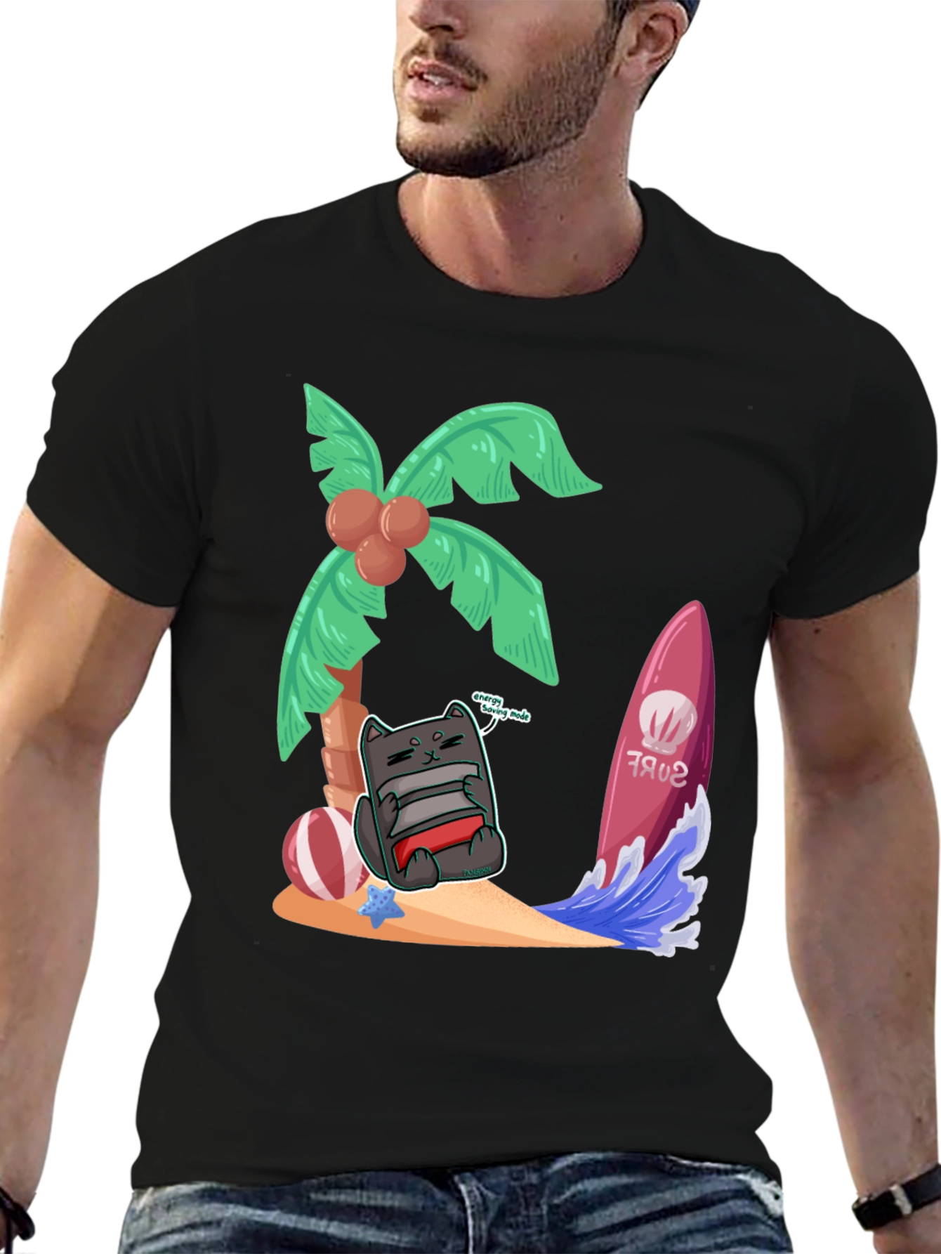 Chill Cat in Paradise Graphic Tee