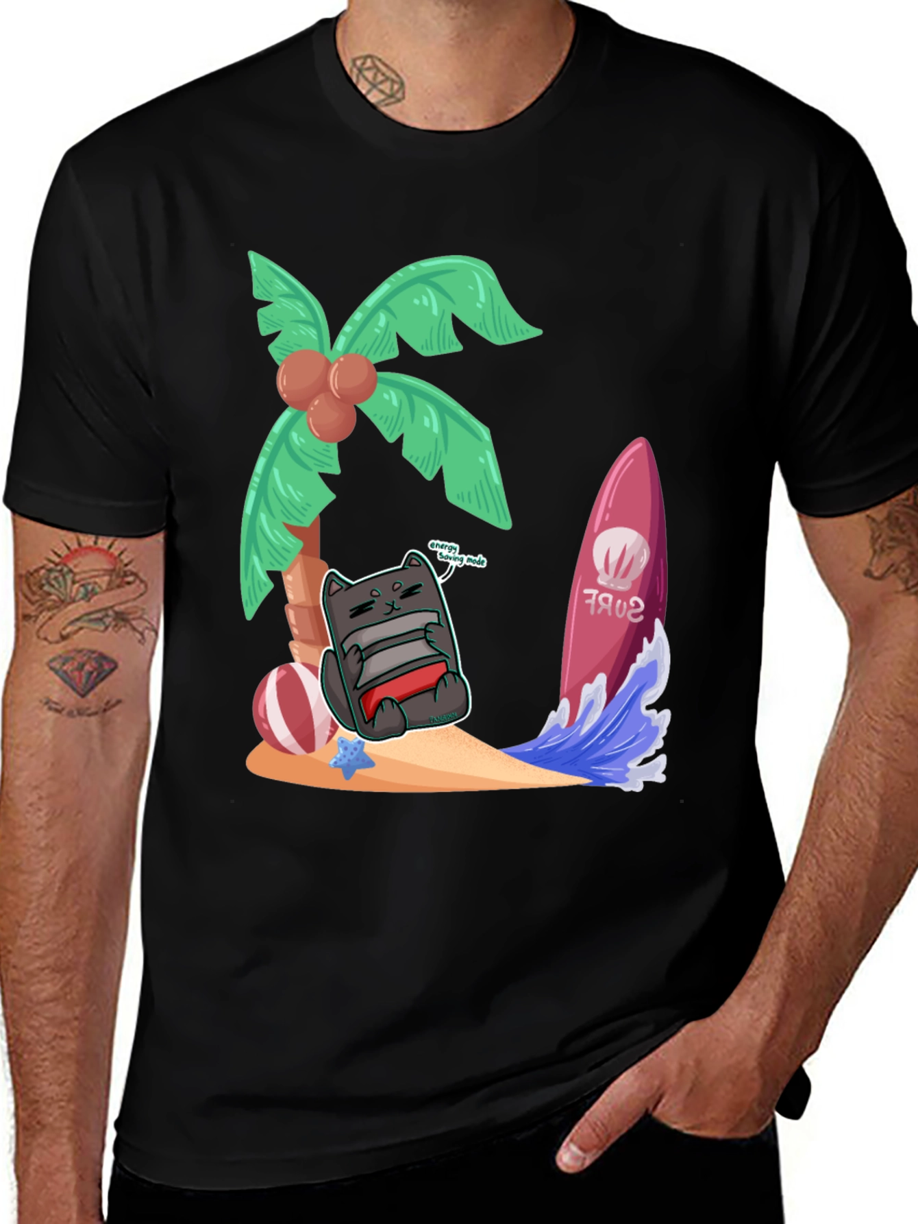 Chill Cat in Paradise Graphic Tee
