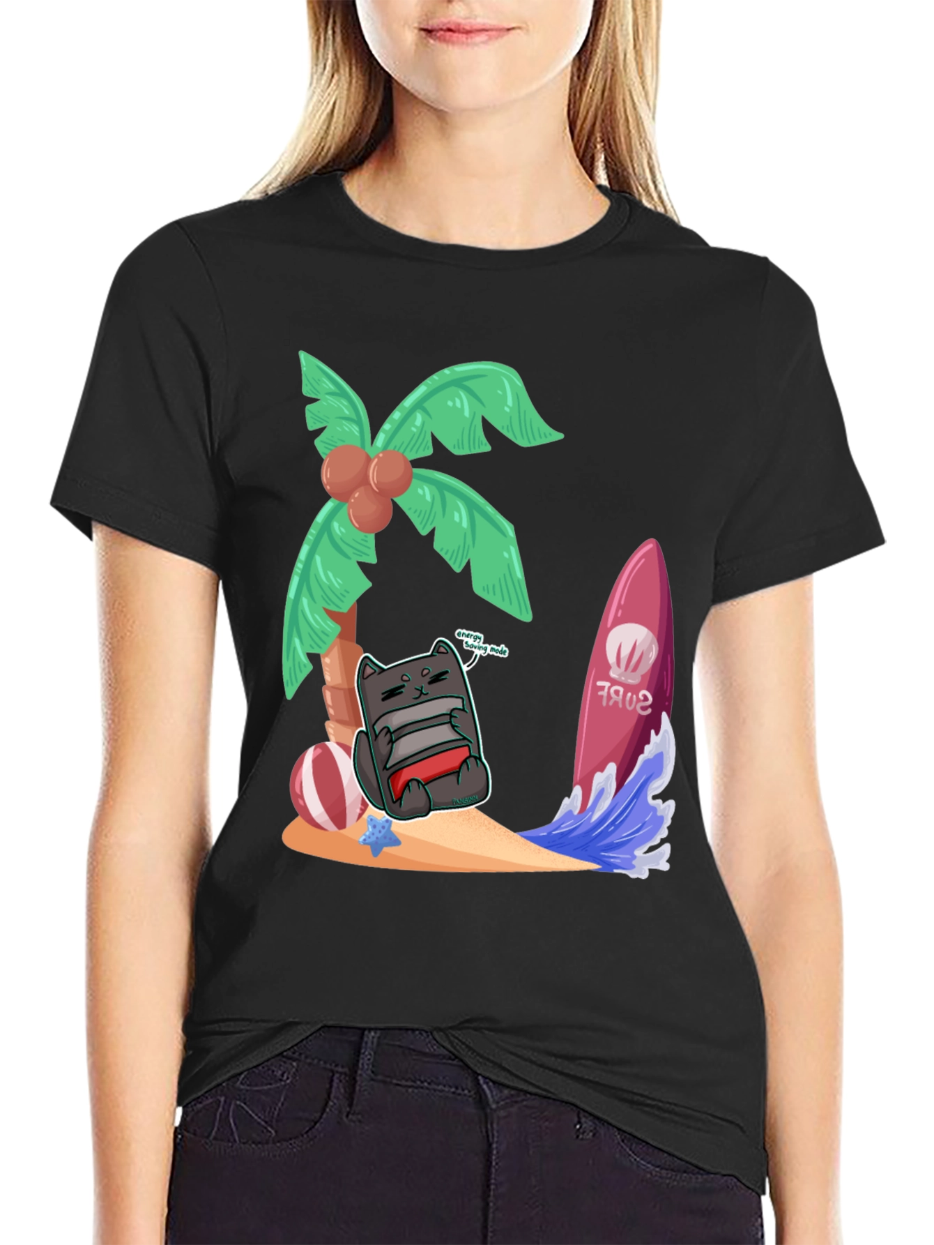 Chill Cat in Paradise Graphic Tee