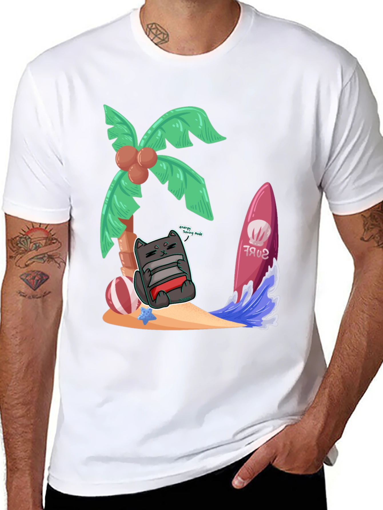 Chill Cat in Paradise Graphic Tee