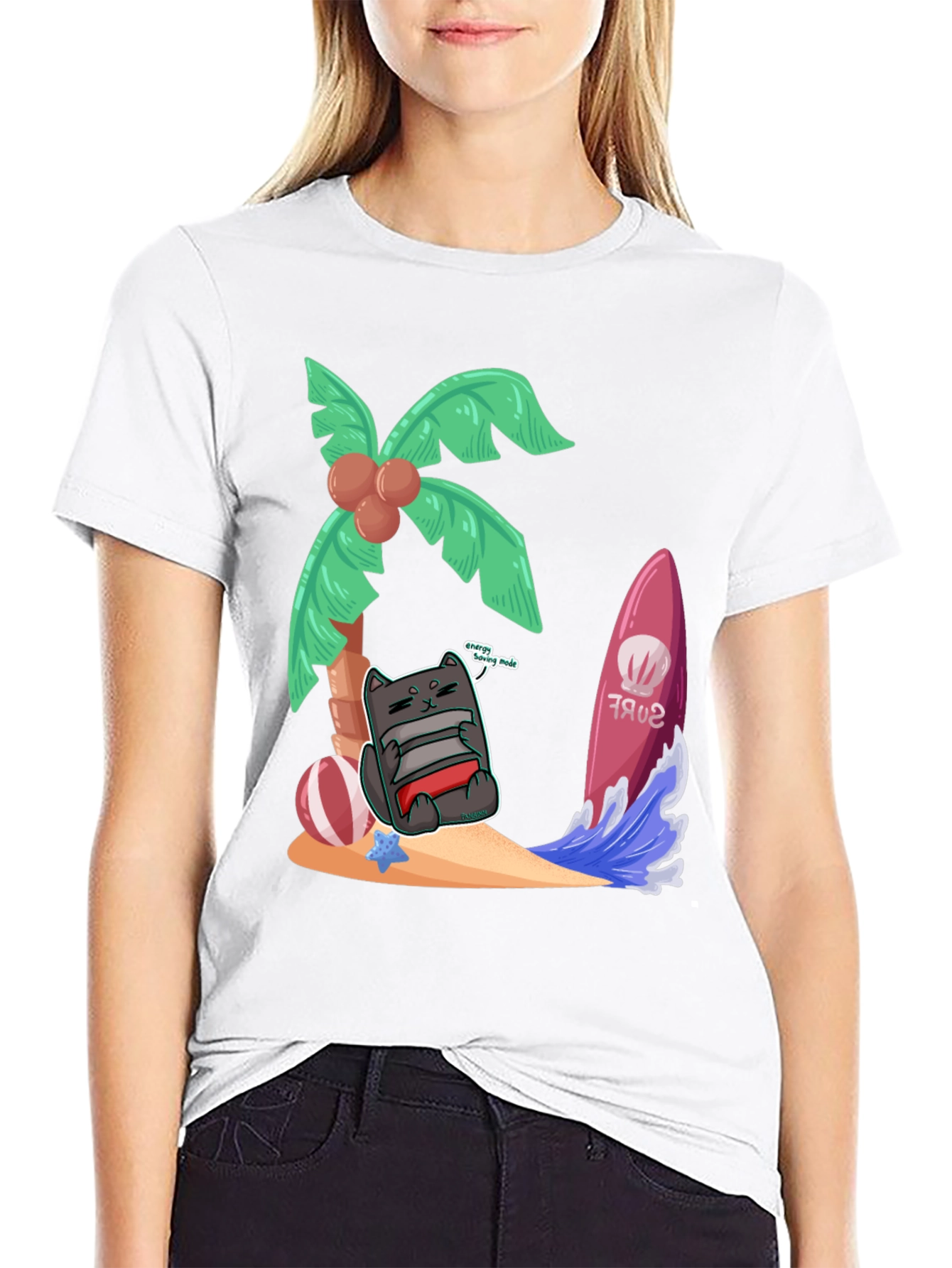 Chill Cat in Paradise Graphic Tee