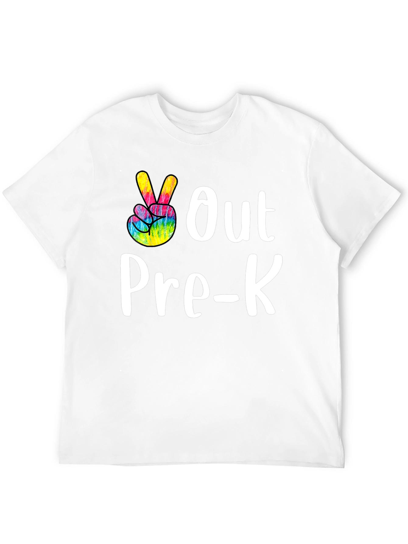 Out Pre-K Peace Sign T-Shirt Black Cotton Casual
