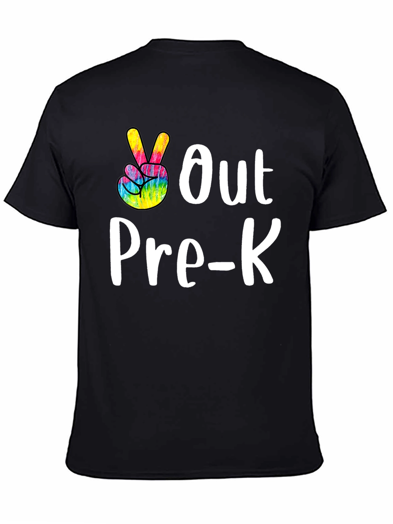 Out Pre-K Peace Sign T-Shirt Black Cotton Casual