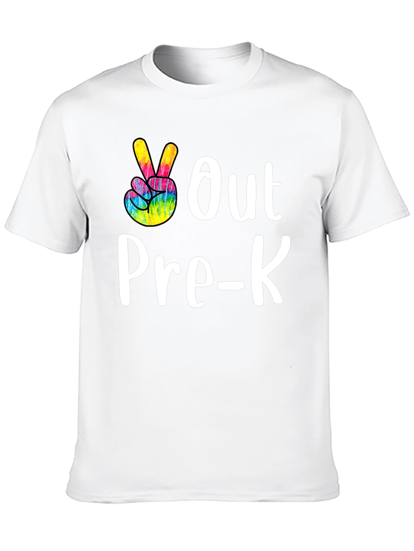 Out Pre-K Peace Sign T-Shirt Black Cotton Casual