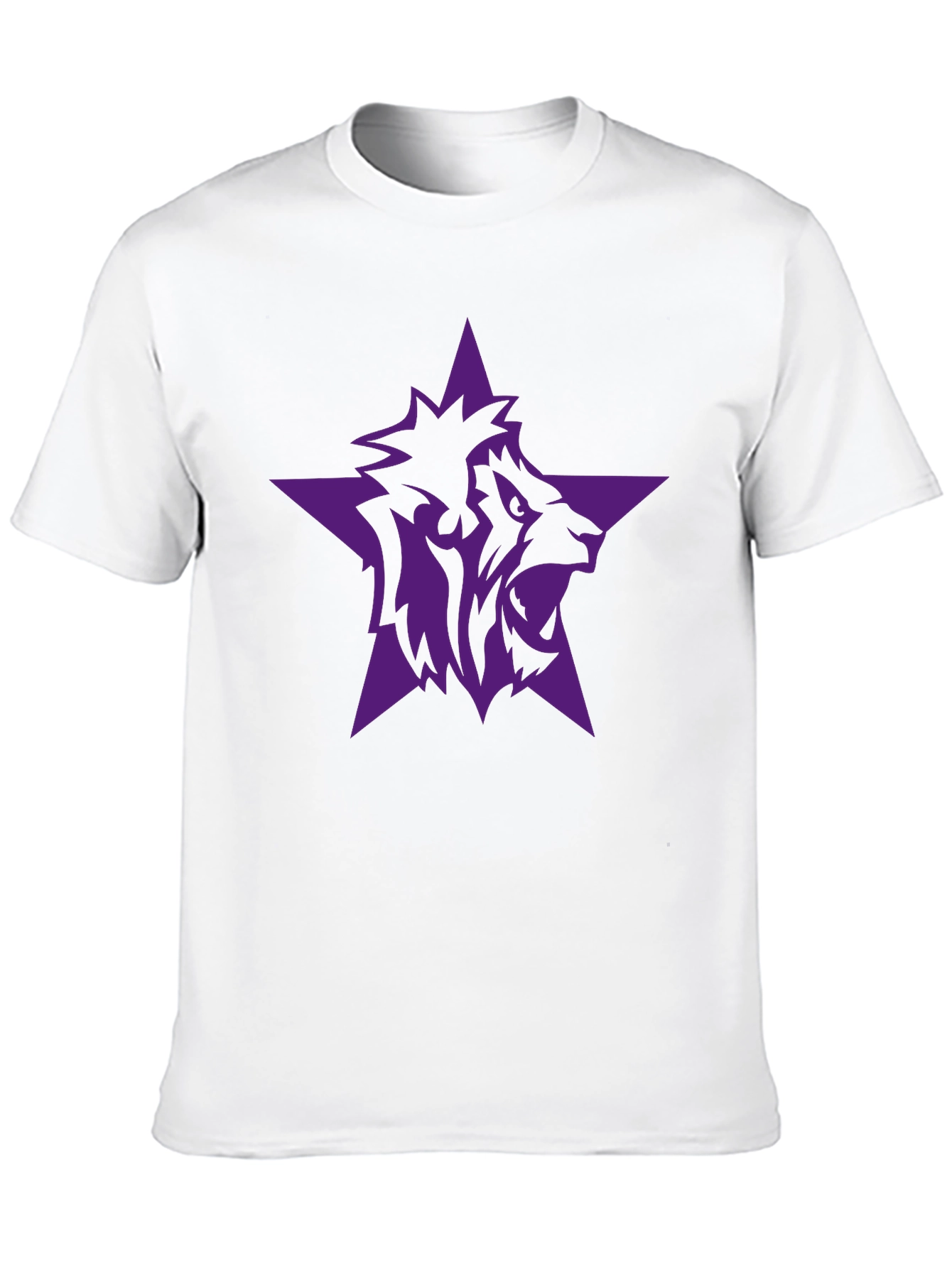 Black T-Shirt with Purple Lion Star Graphic
