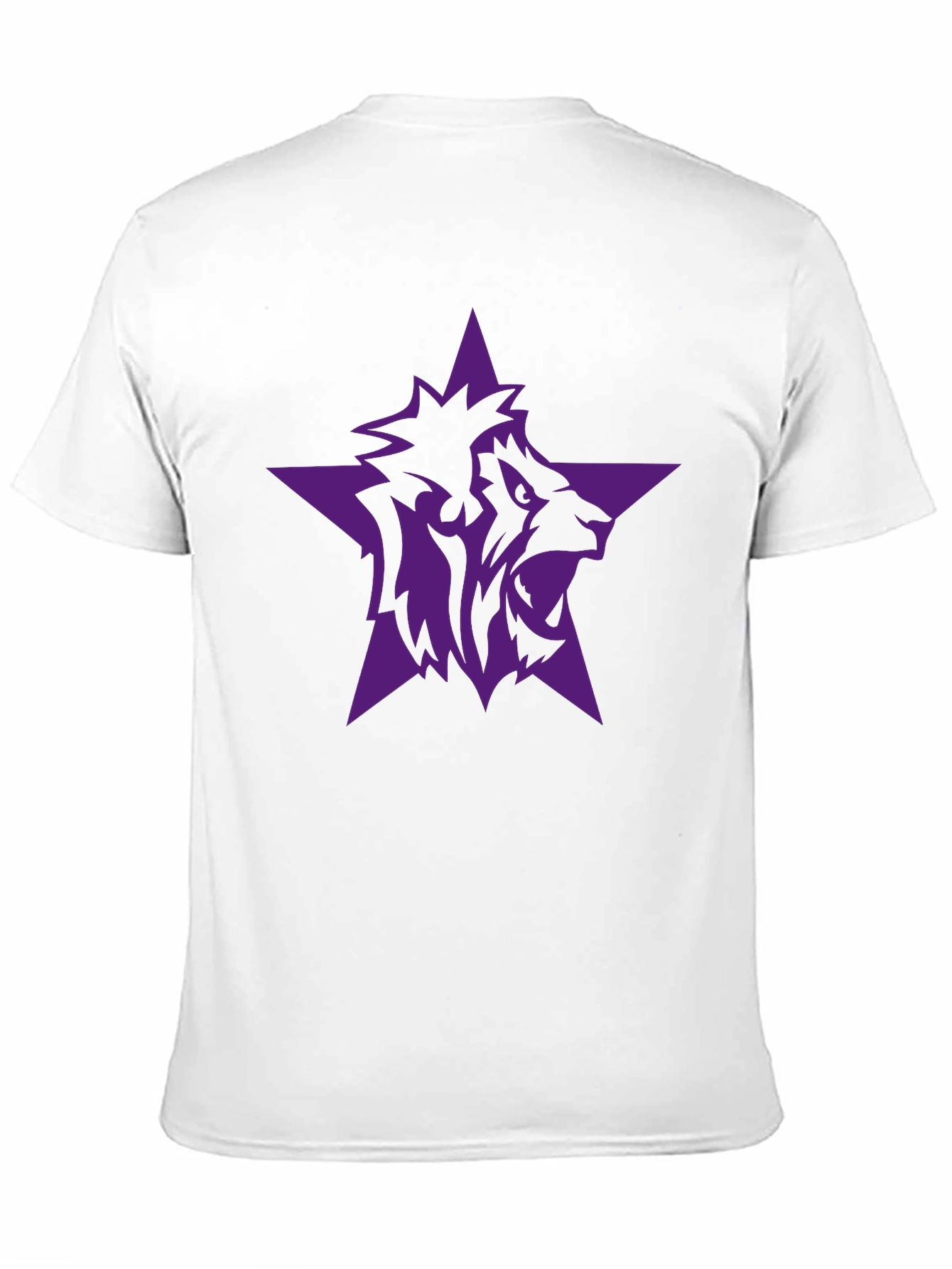 Black T-Shirt with Purple Lion Star Graphic