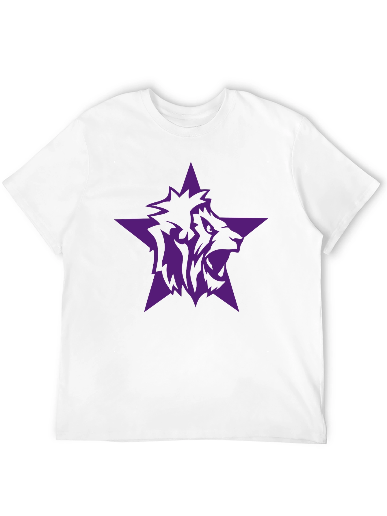 Black T-Shirt with Purple Lion Star Graphic