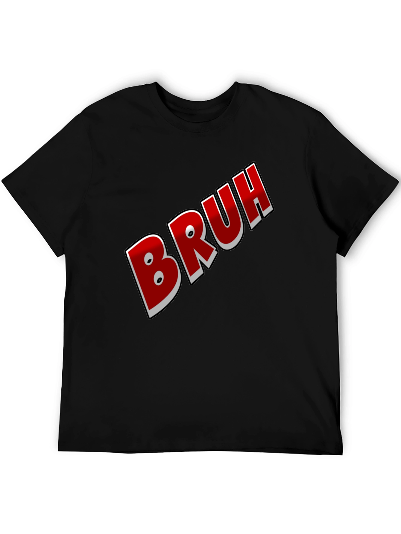 Bruh Graphic Tee - Black Cotton Blend Shirt