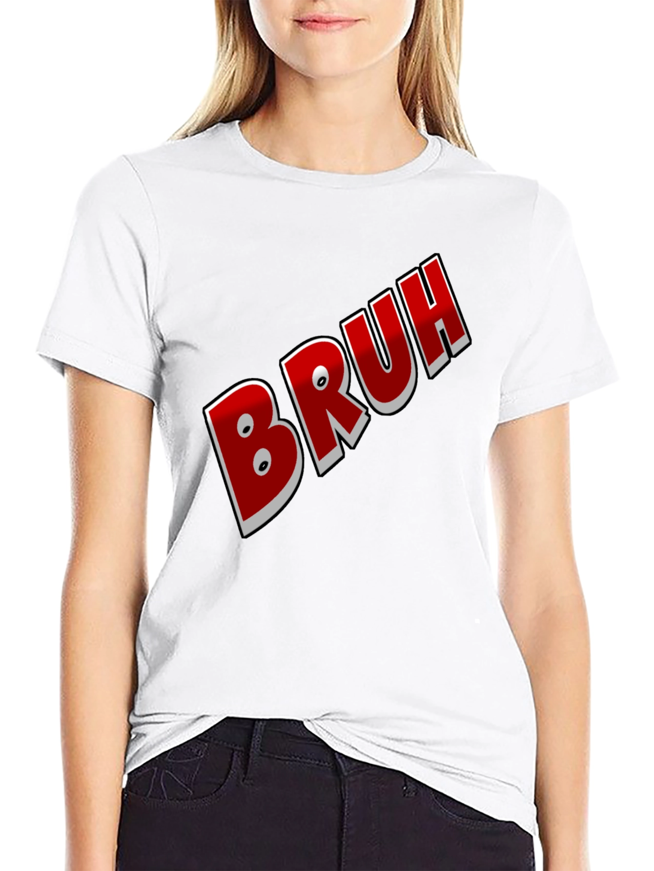 Bruh Graphic Tee - Black Cotton Blend Shirt
