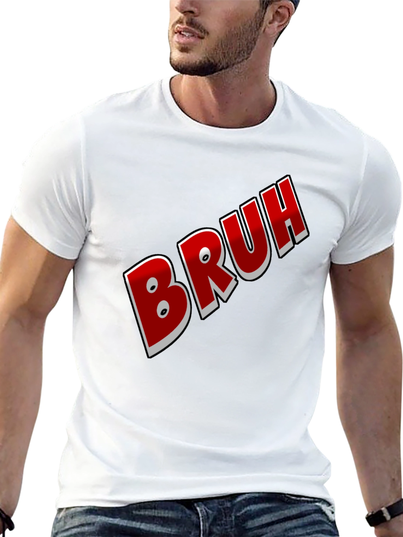 Bruh Graphic Tee - Black Cotton Blend Shirt