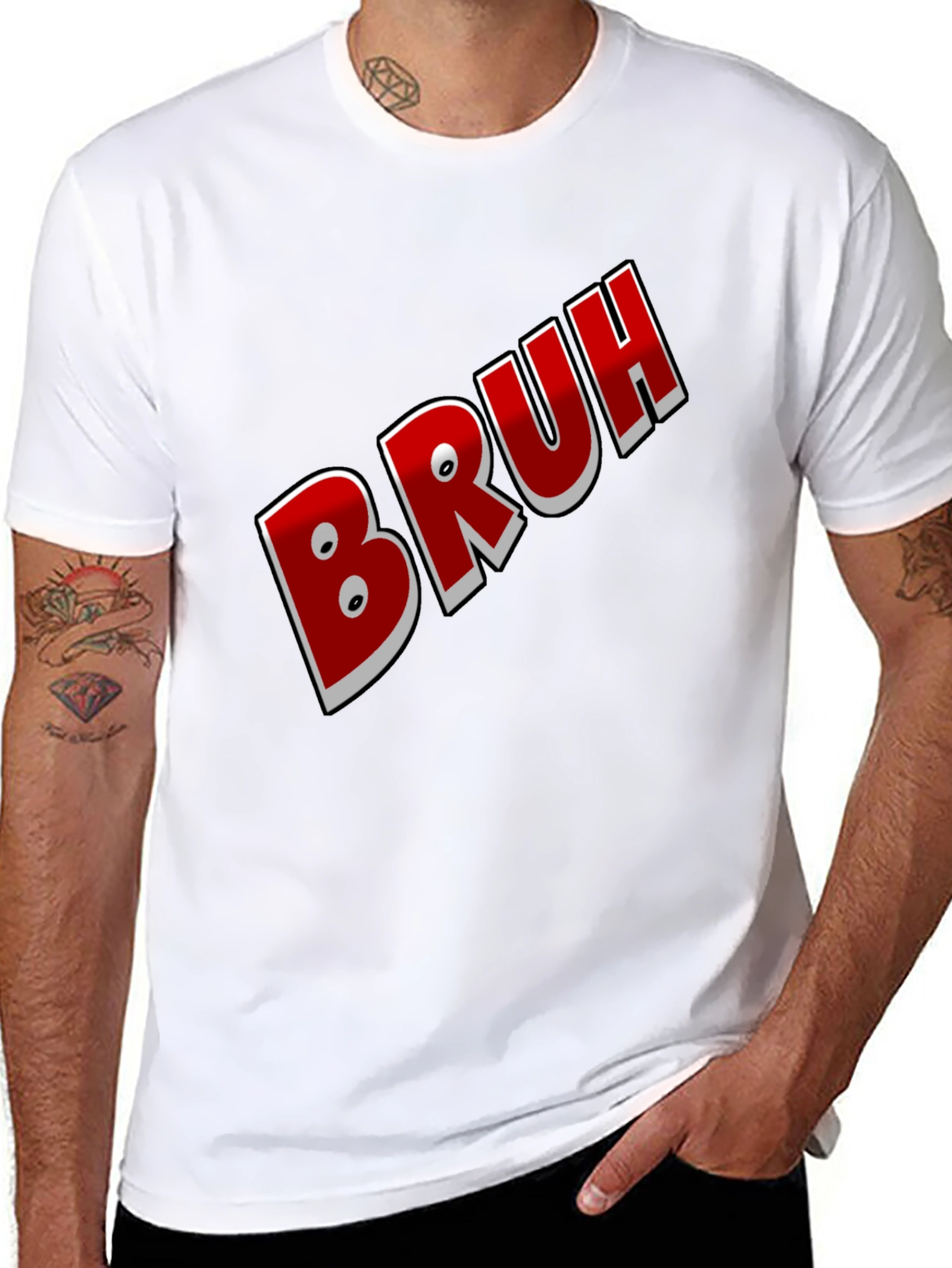 Bruh Graphic Tee - Black Cotton Blend Shirt