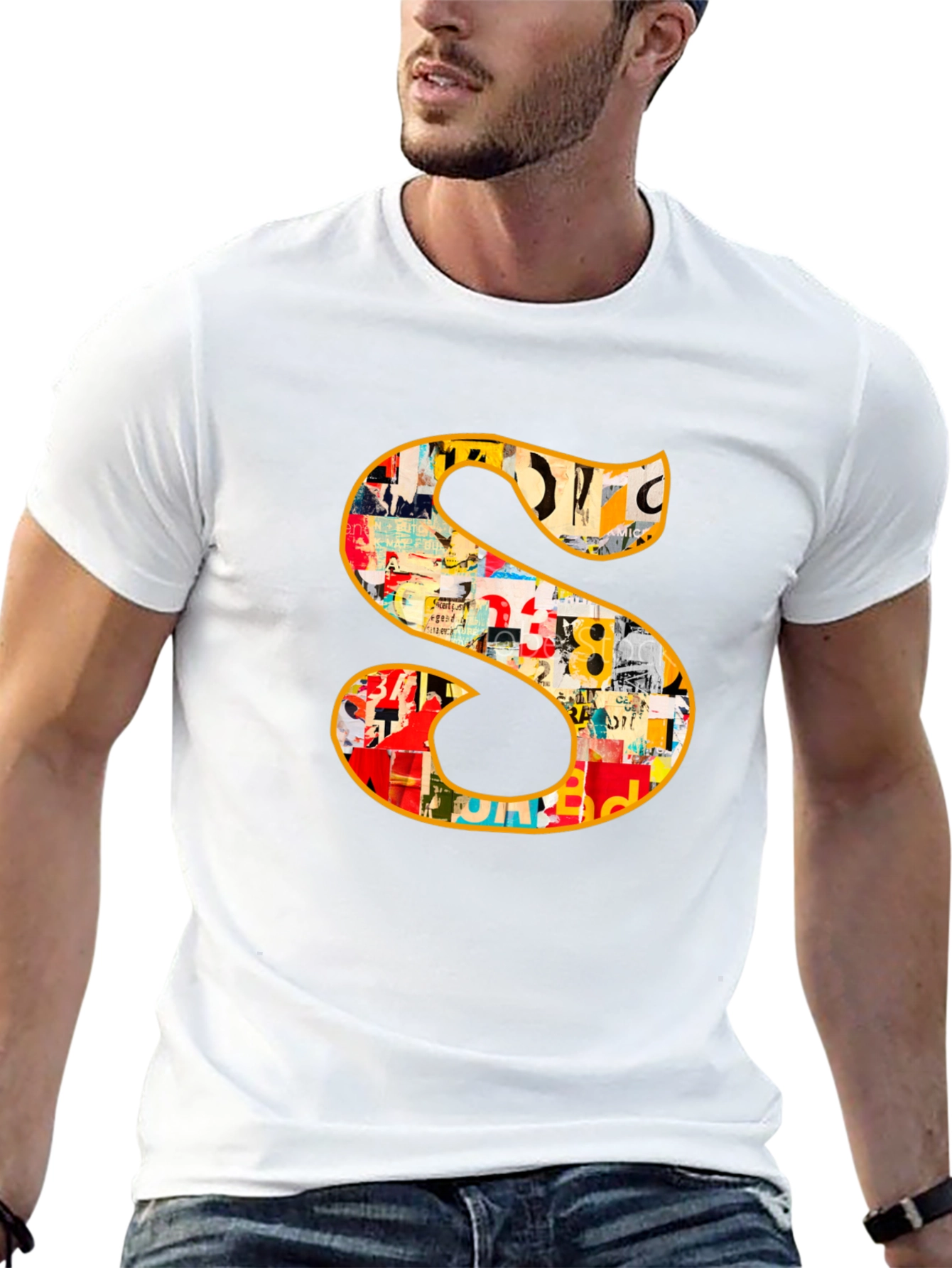 Statement S Graphic Tee - Bold Black Cotton