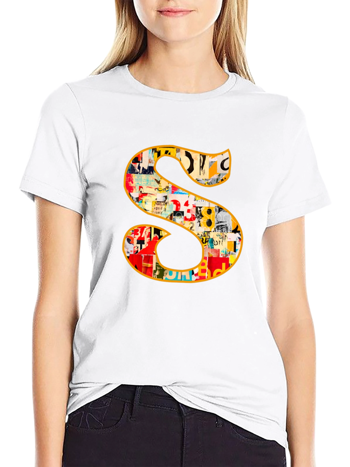 Statement S Graphic Tee - Bold Black Cotton