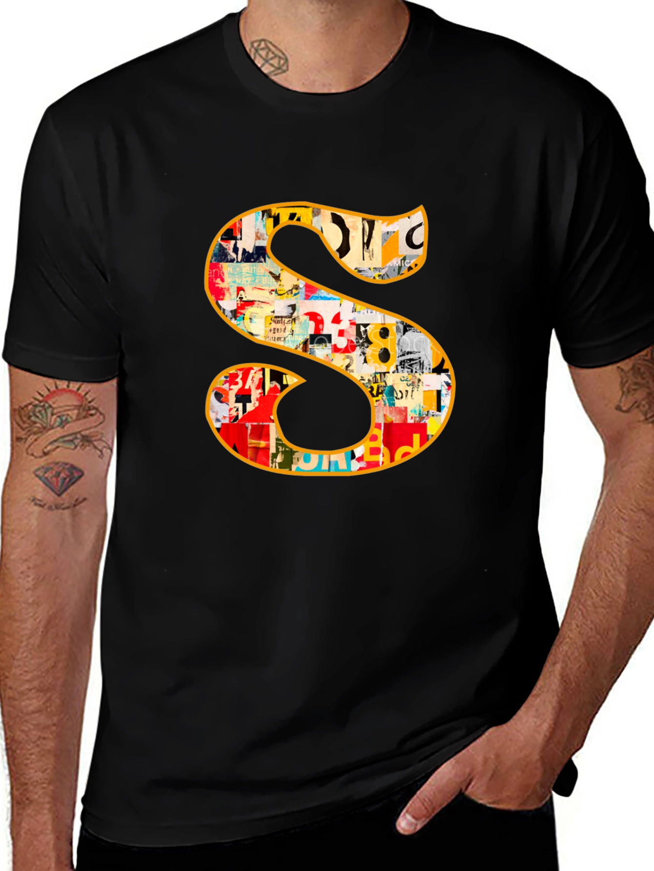 Statement S Graphic Tee - Bold Black Cotton