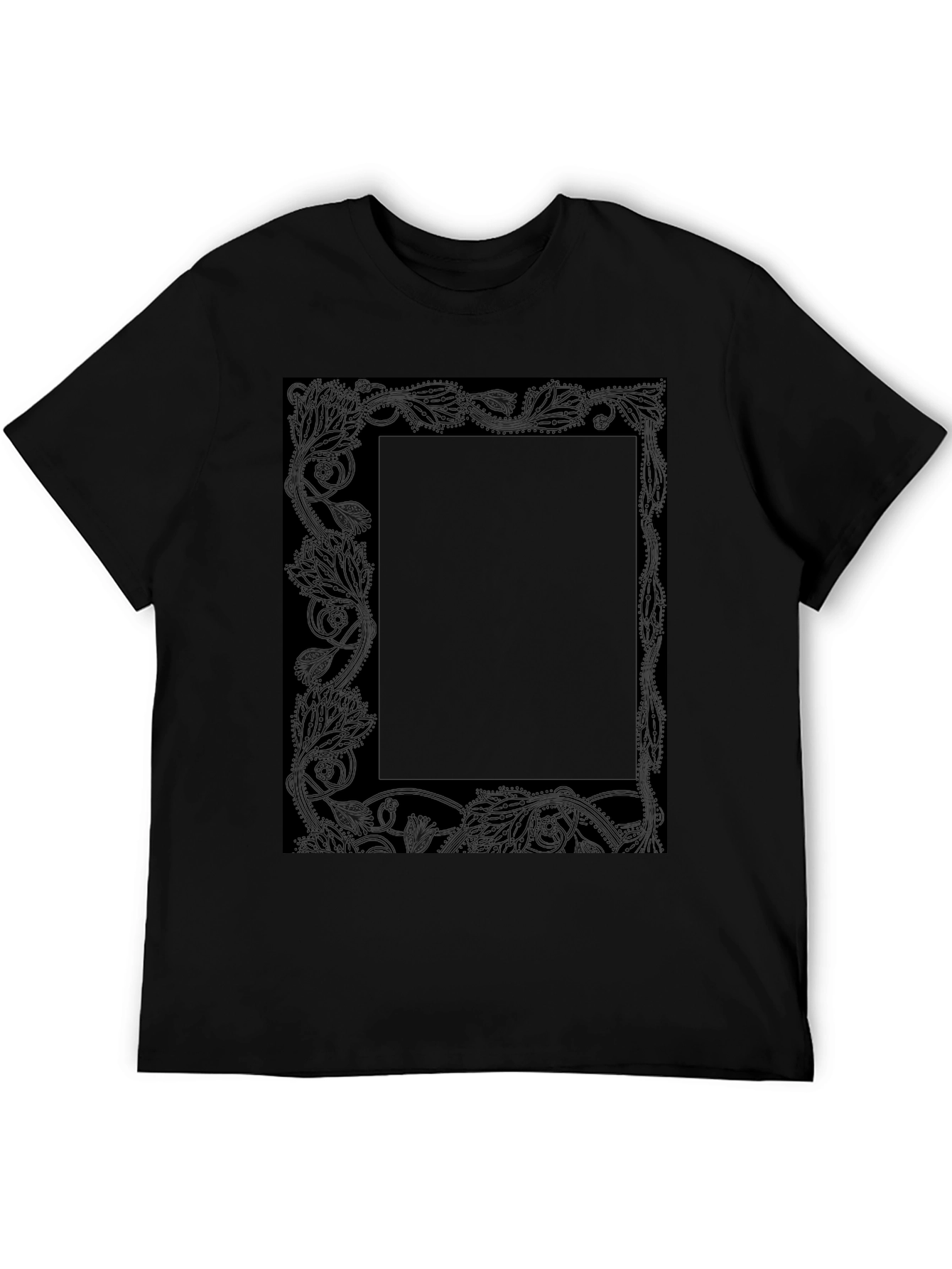 Floral Border Graphic Tee - Black