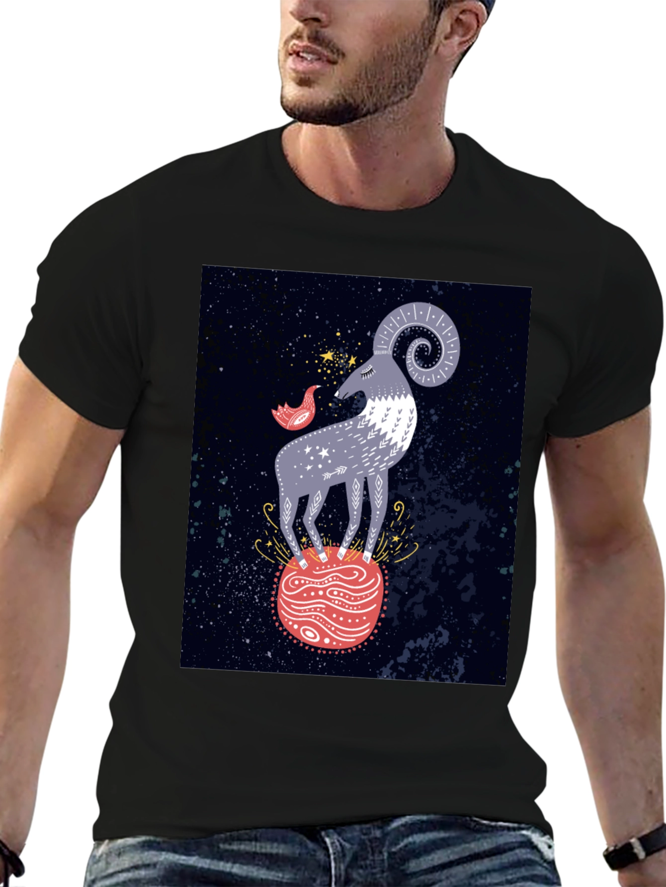 Cosmic Aries Graphic Tee - Zodiac Style
