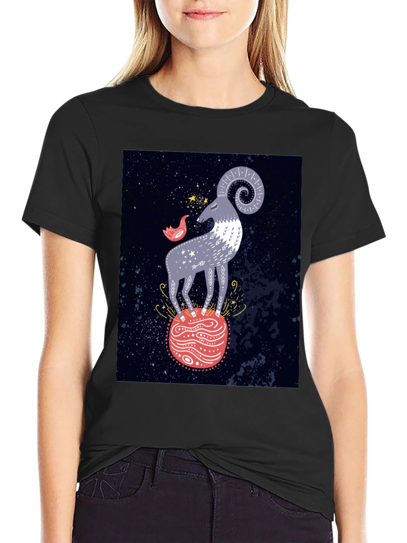 Cosmic Aries Graphic Tee - Zodiac Style