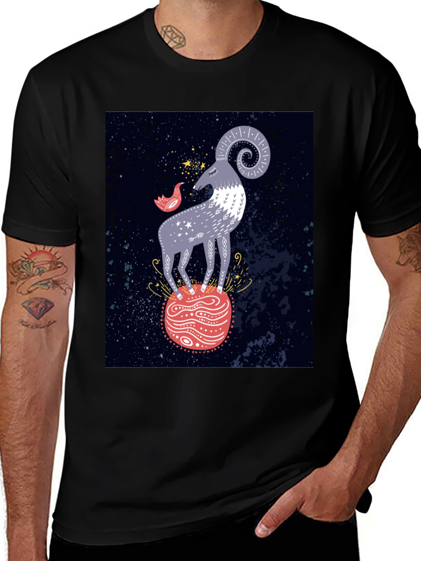 Cosmic Aries Graphic Tee - Zodiac Style
