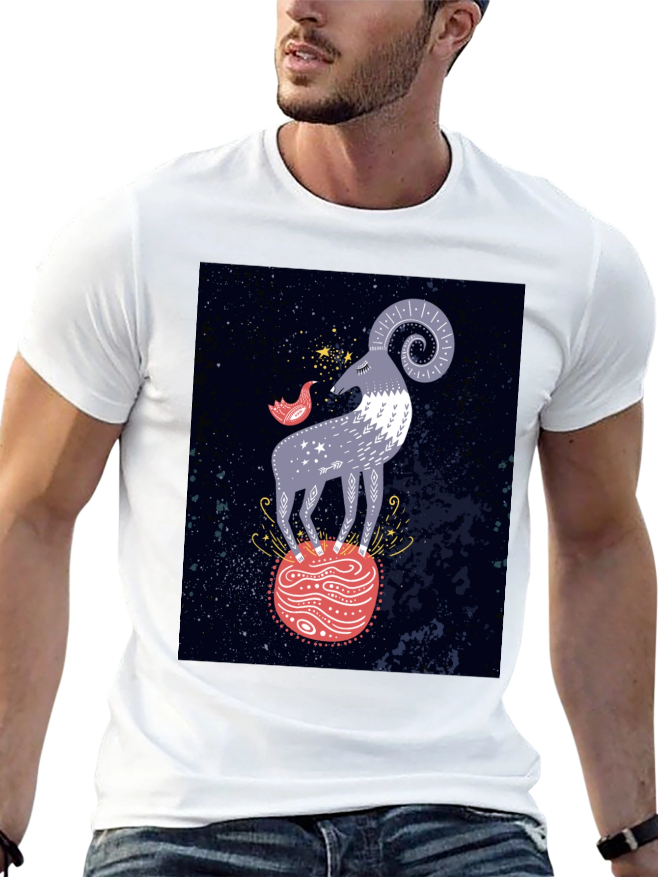 Cosmic Aries Graphic Tee - Zodiac Style