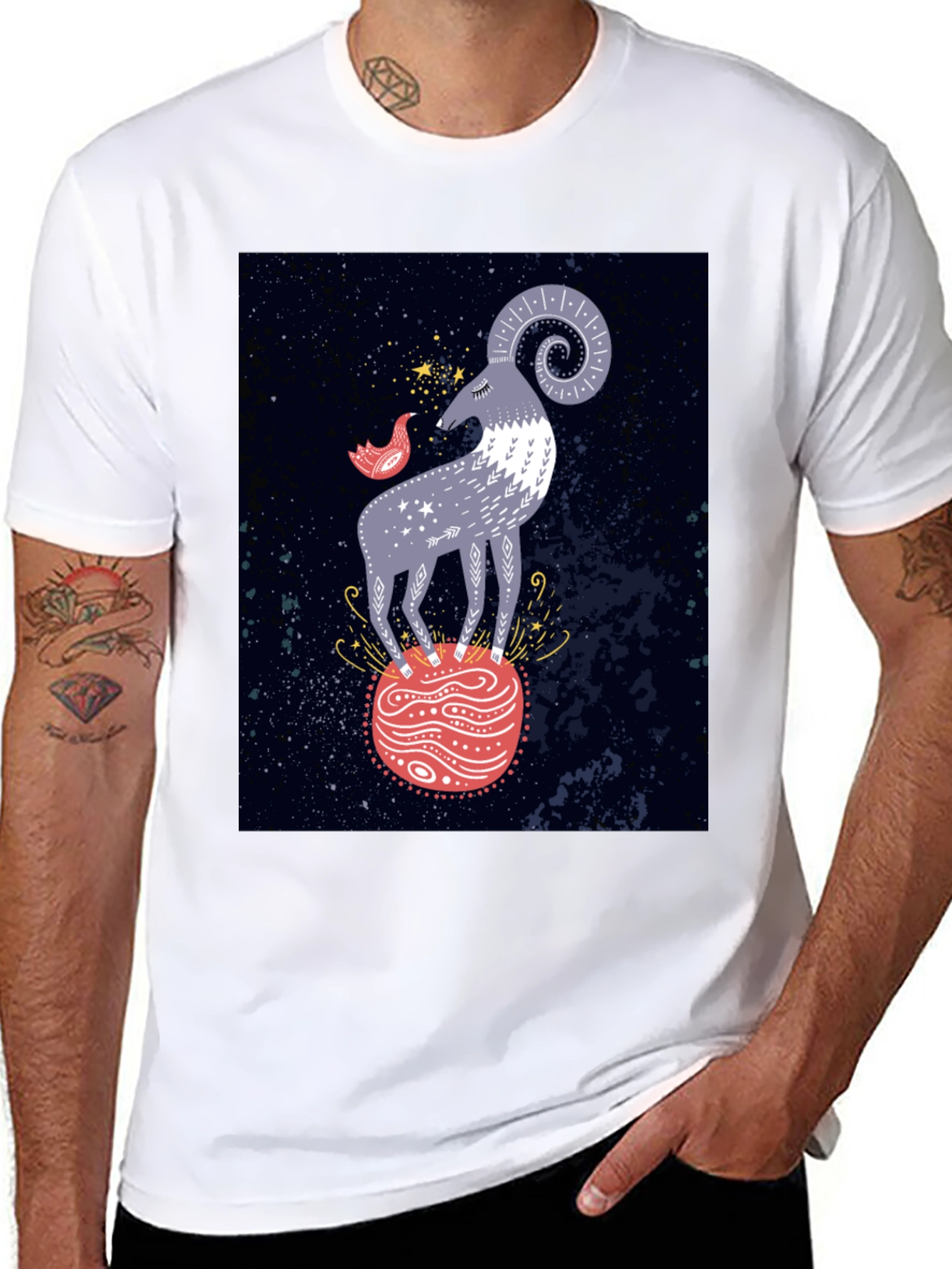 Cosmic Aries Graphic Tee - Zodiac Style