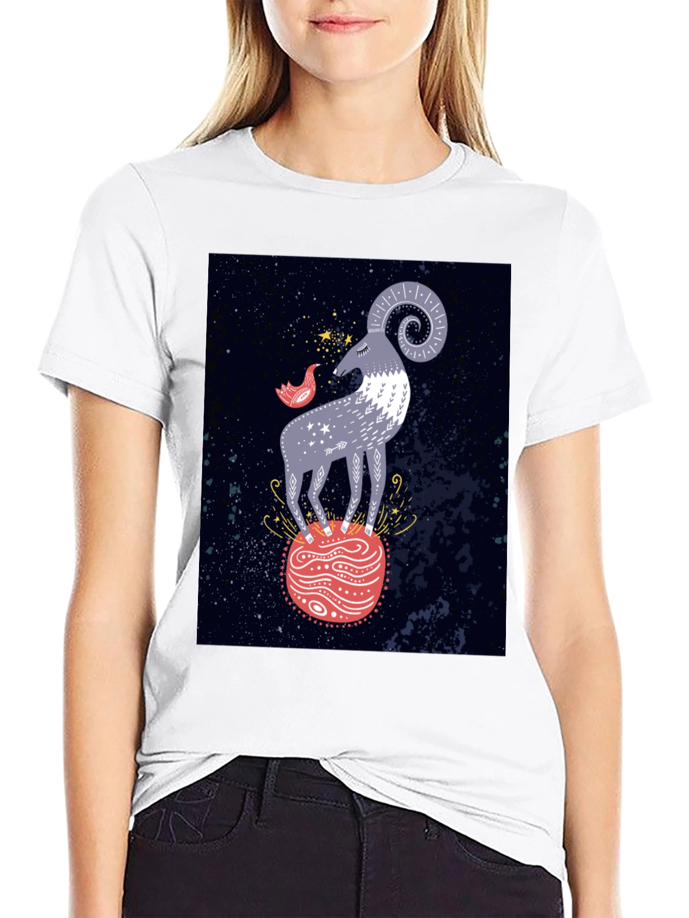 Cosmic Aries Graphic Tee - Zodiac Style