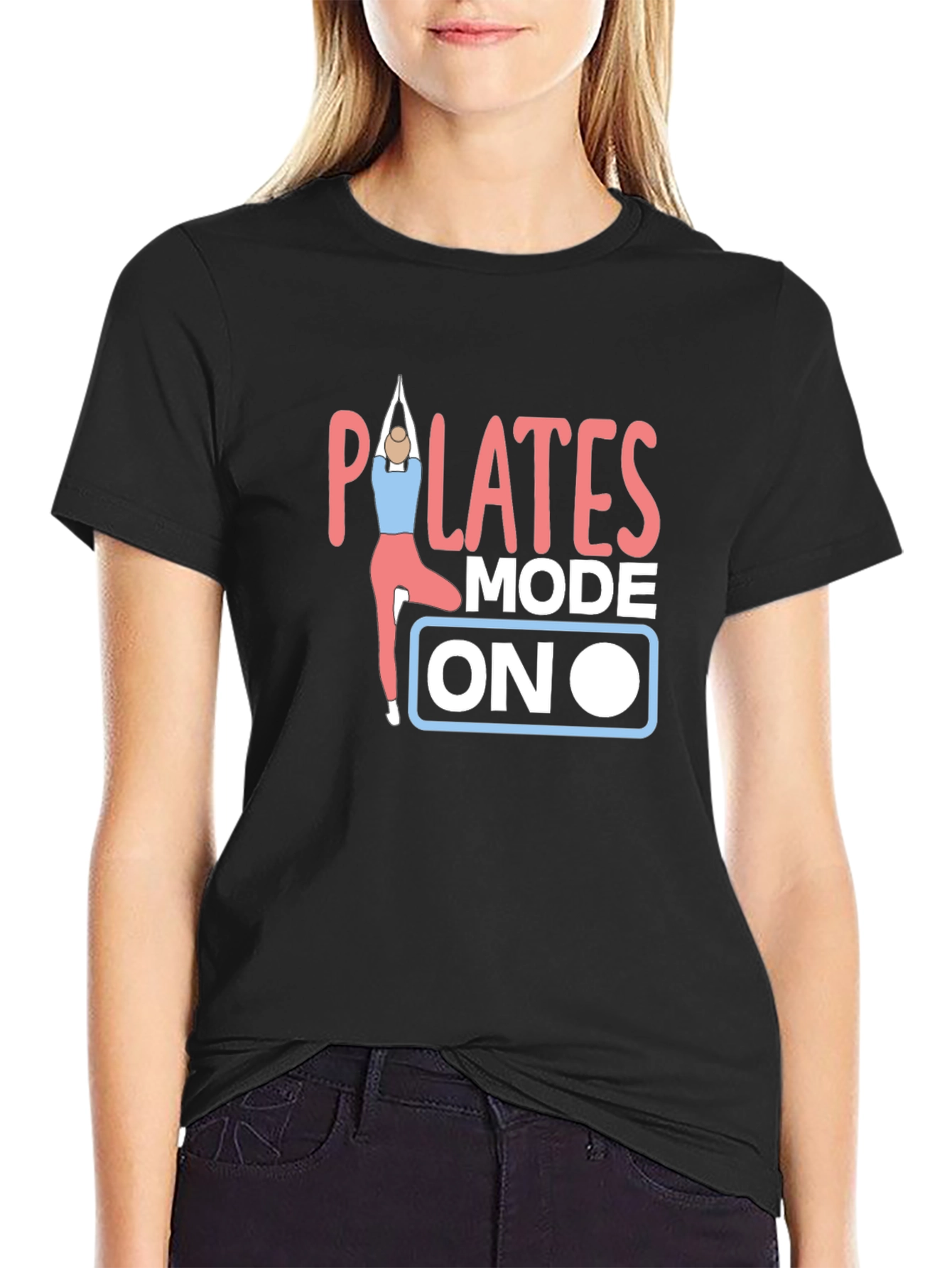 Pilates Mode On Black T-Shirt