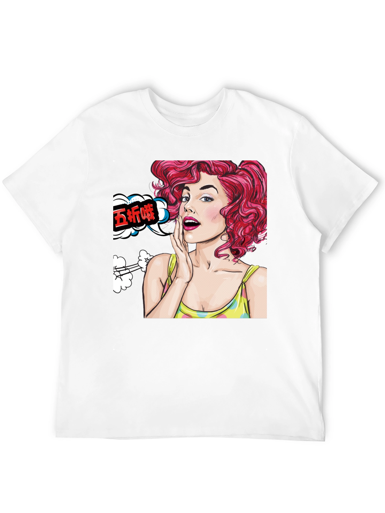 Pop Art Woman Graphic Tee - Black Cotton T-Shirt