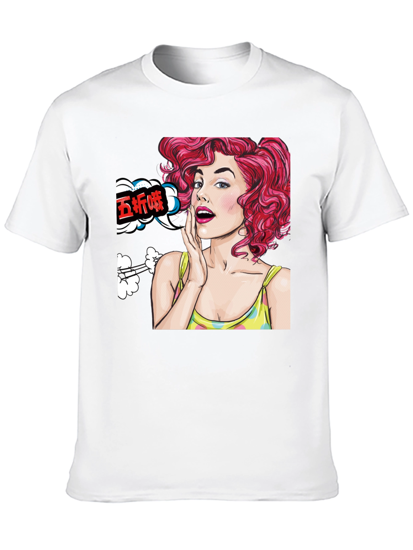 Pop Art Woman Graphic Tee - Black Cotton T-Shirt