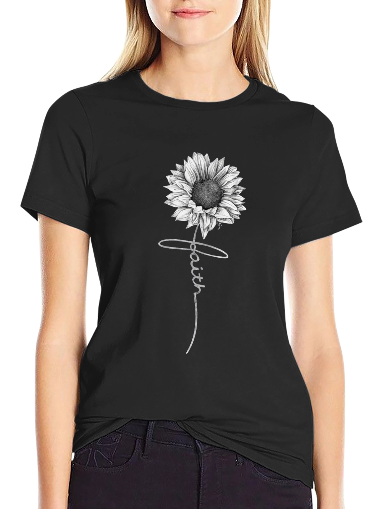 Faith Sunflower Graphic Print T-Shirt
