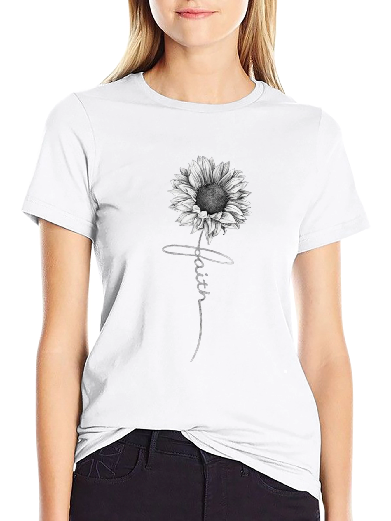 Faith Sunflower Graphic Print T-Shirt