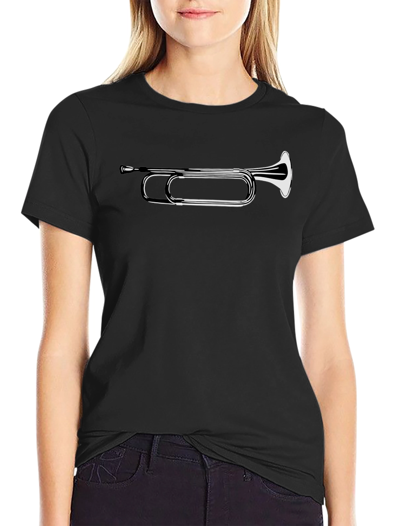 Bugle Graphic Tee - Black Casual T-Shirt