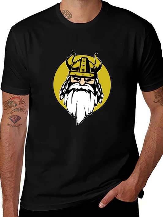 Viking Warrior Graphic Tee - Black Cotton Blend Shirt