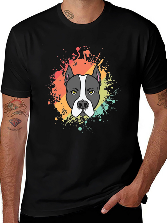 Pitbull Dog Graphic Print Black T-Shirt