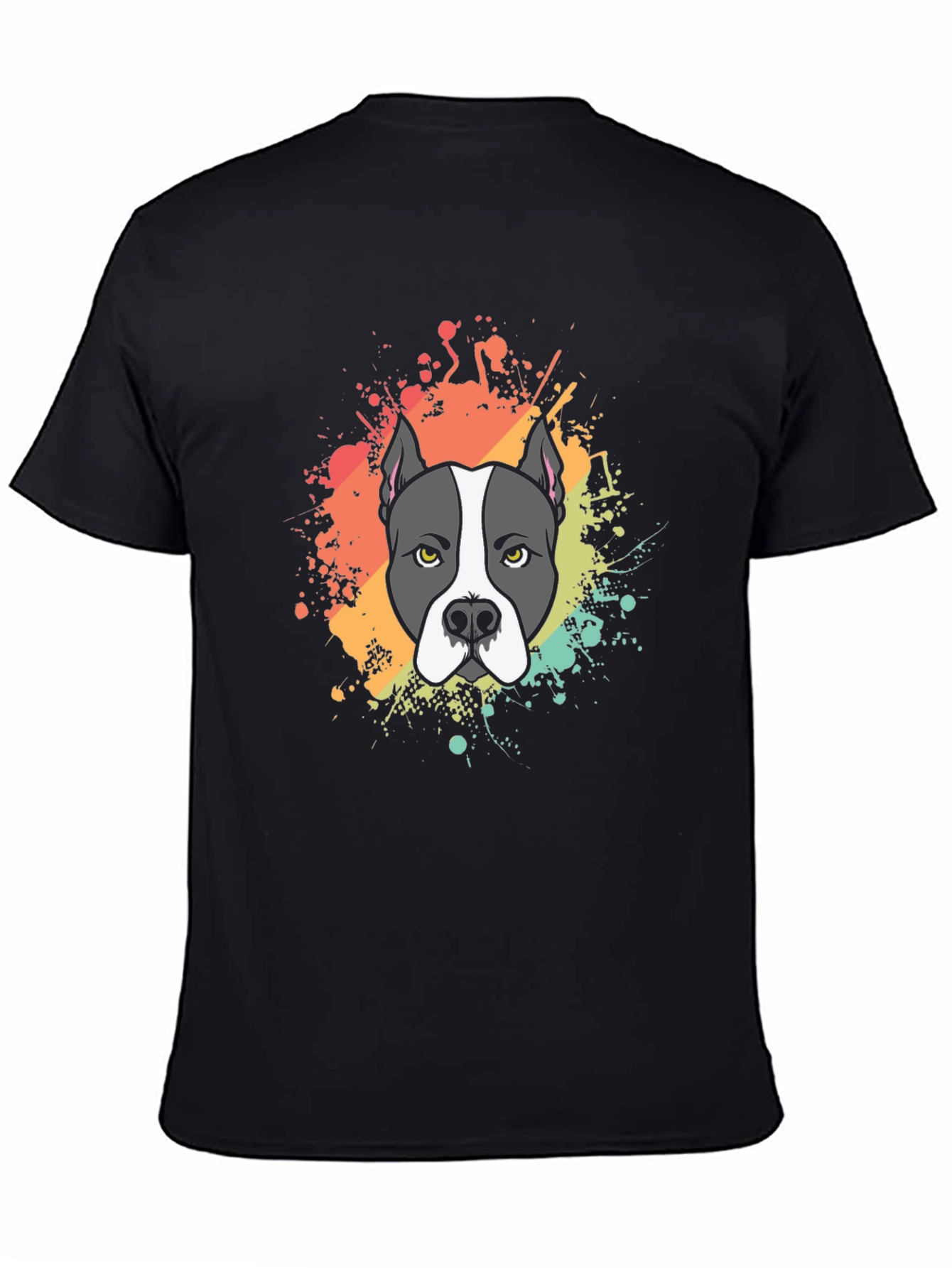 Pitbull Dog Graphic Print Black T-Shirt